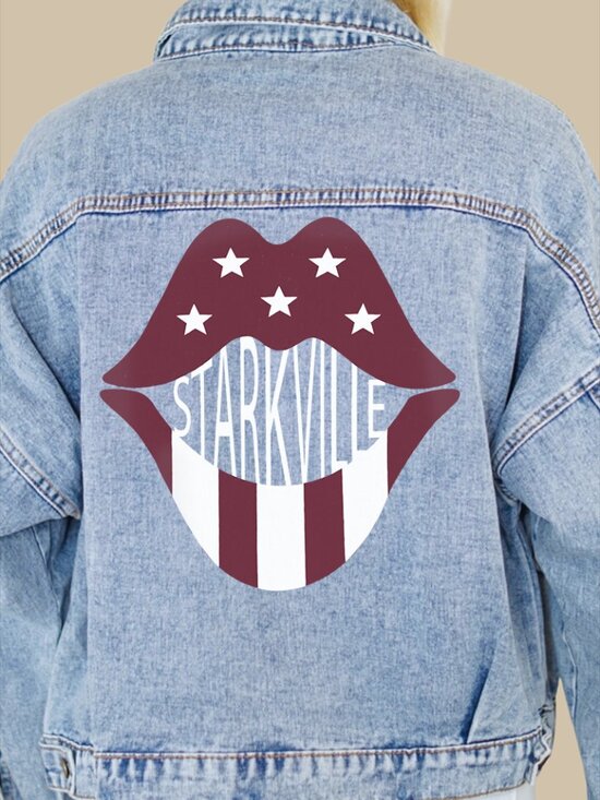 Jackets & Blazers - Mississippi State Starkville Game Day Lips Denim Jacket